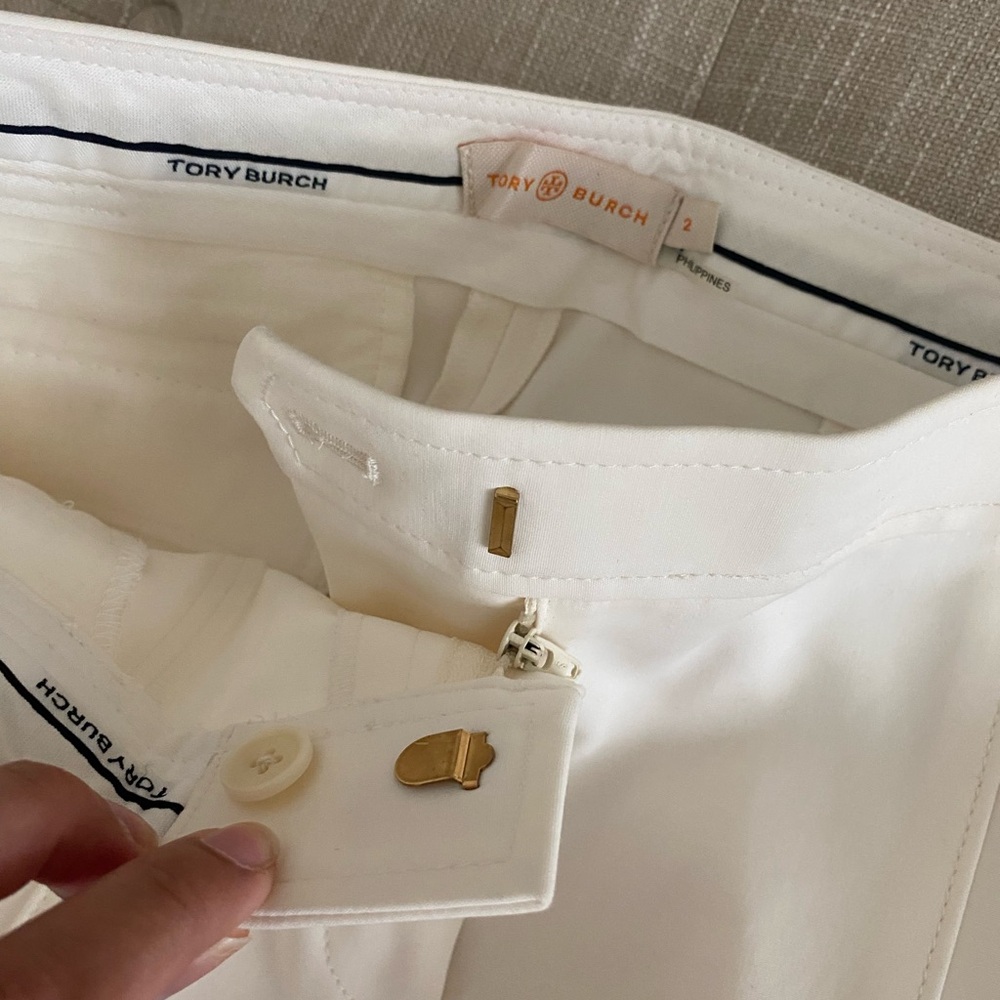 Tory Burch Cream Vanner Slim Trousers - Picture 3 of 5